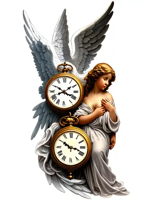 Two Clocks With Angel With Wings
