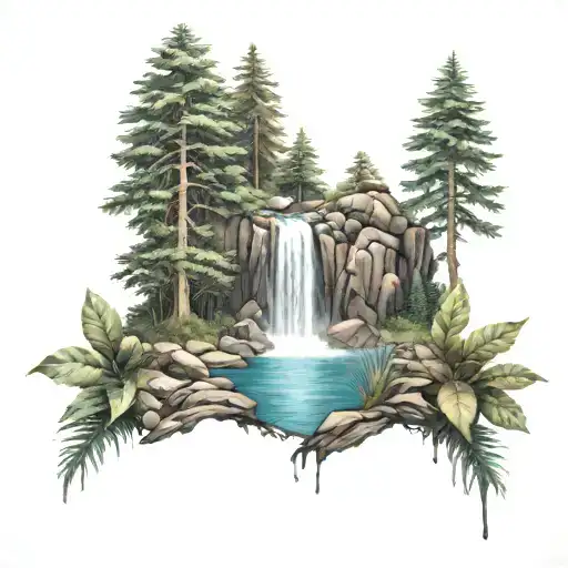 Forest And Waterfall