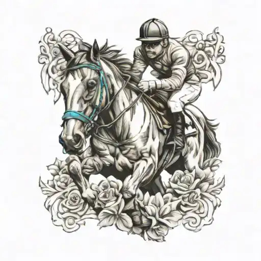 Jockey And Horse Head Tattoo Holding