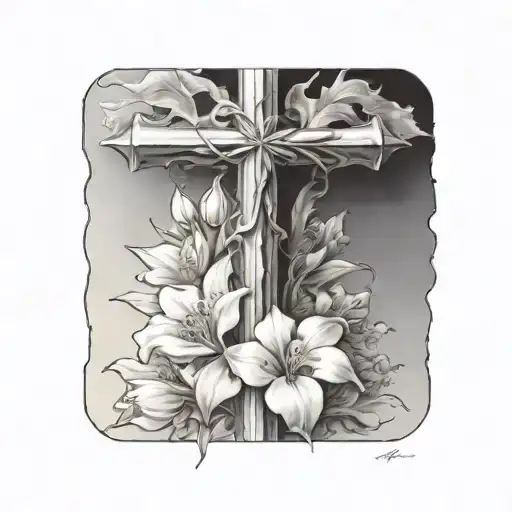 Shinning Cross And Flower