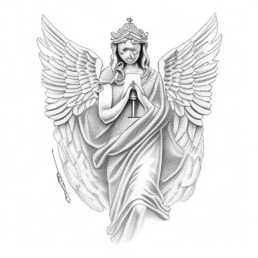 The Angel Of Justice With Open Eyes And Unequal Scales