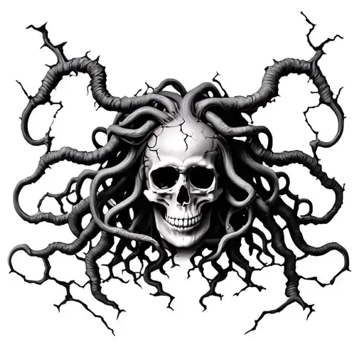 Medusa With Skull And Cracks