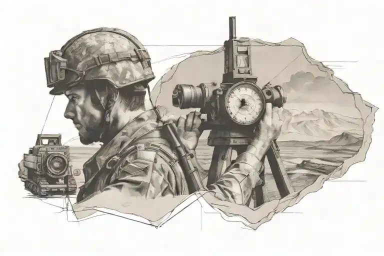 Design A Tattoo Of A Military Topographer Surveying With A Trodolite