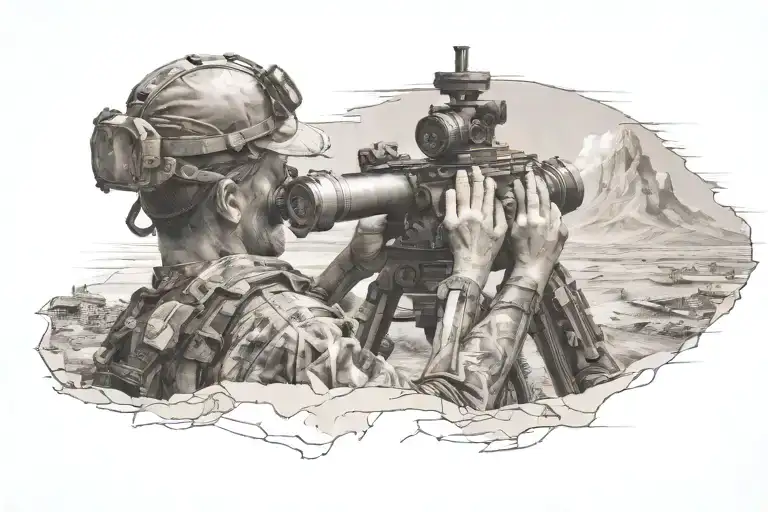 A Military Surveyor Using A Theodolite