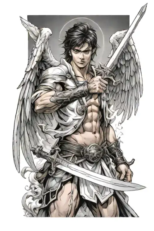 Sexy Young Male Mage Warrior Angel With Sword