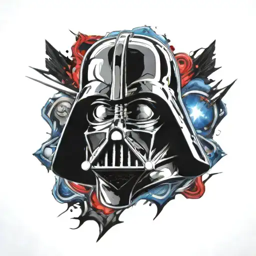 Darth Vader With Battle Background In Red And Blue Color