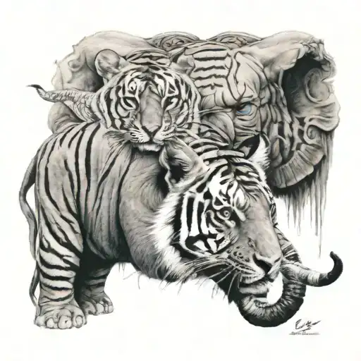 Elephant And Tiger