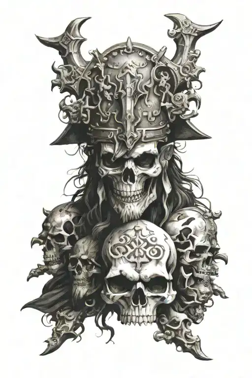 Norse God Surrounded By Skulls