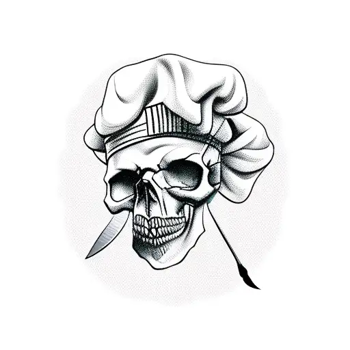 Skull With Chef Cap And Knife