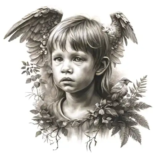 Guardian Angel Of A Little Boy In A Forest Tribe