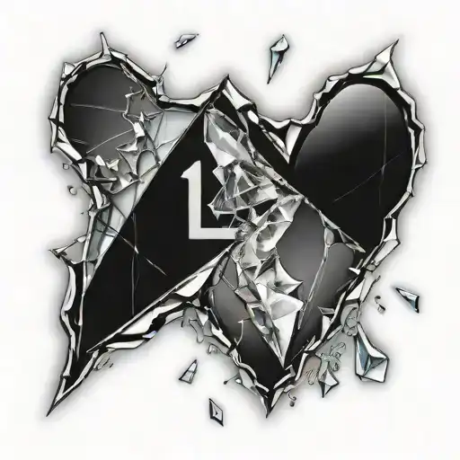 Broken Glass Heart Shape With Number 19 Written