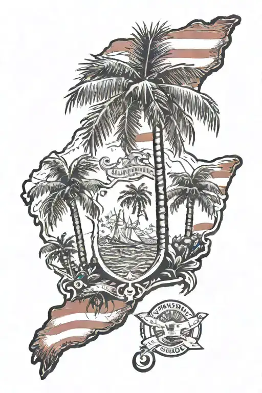 Palm Trees And State Of Florida Flag