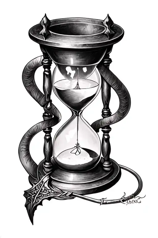 Lord Of The Rings Inspired Tattoo Of An Hourglass Signifying The Passage Of Time