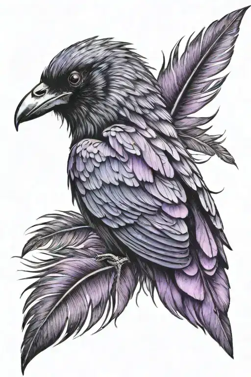 Black And Purple Raven Feather