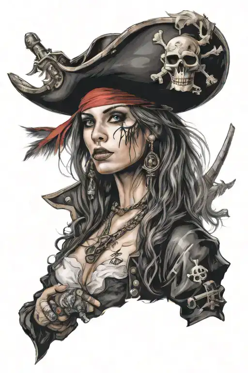 Super Real Sexig Pirate Woman Standing Posing