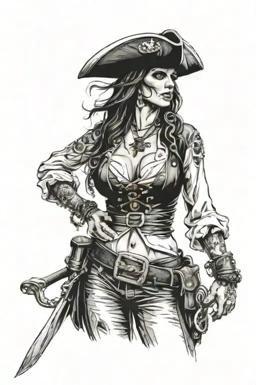 Super Real Sexig Pirate Woman Standing Posing