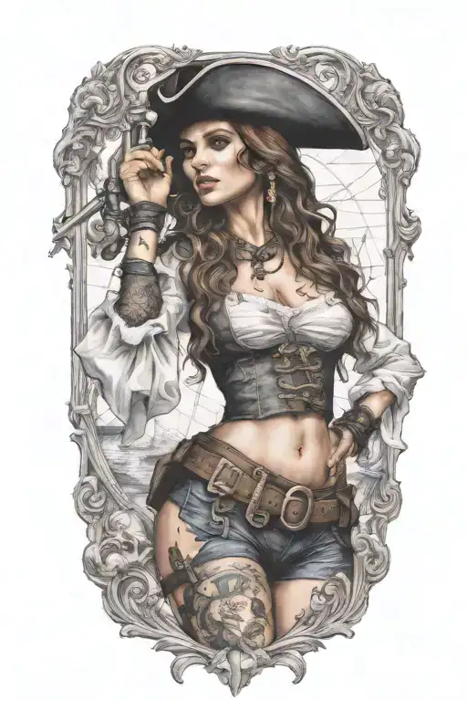 Super Real Sexig Pirate Woman Standing Posing