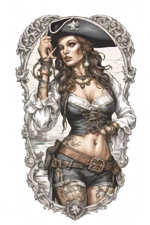 Super Real Sexig Pirate Woman Standing Posing