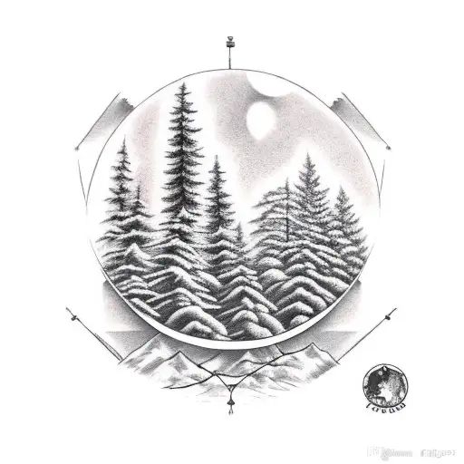 Forearm Sleeve With Pine Trees And Disc Golf Basket