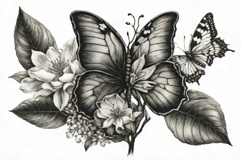 Half Butterfly Half Magnolia Tree