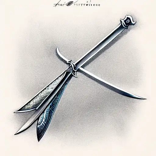 A Sword With Scales At The Hilt