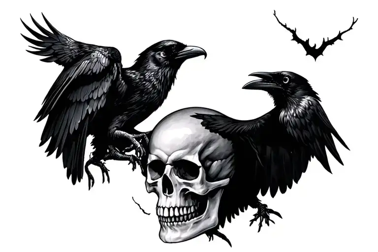Skull And Raven Gothic In The Woods
