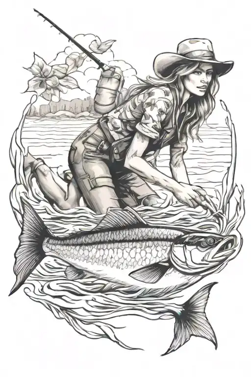 Country Girl Catching Fish
