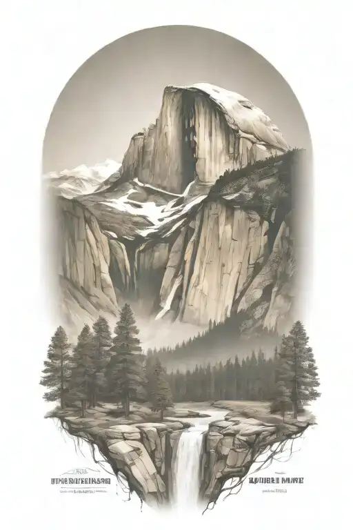 Half Dome With Forest And Trail Leading From Bottom To Top John Muir Trail