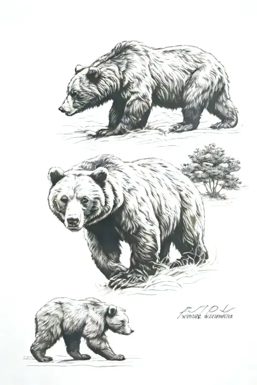 A Bear And 2 Cubs