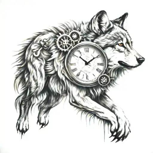 Wolf And Clock Face