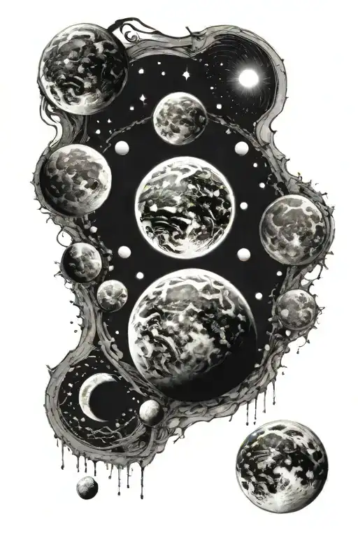 Earth Surrounded By Moon Phases