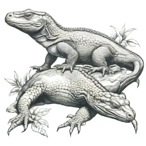 Komodo Dragon And Dove Tattoo Design