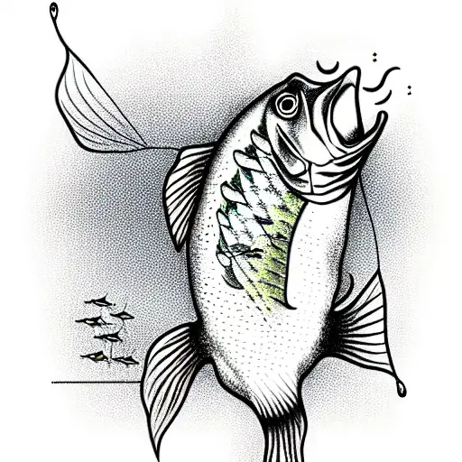 Fishing Tattoo With Landscape Forearm