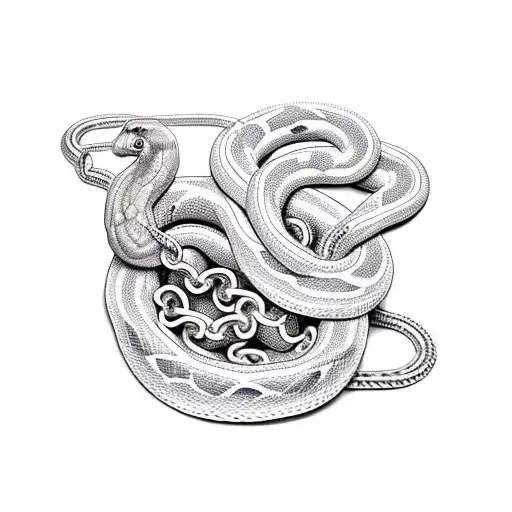 Snake Wrapped In Chains