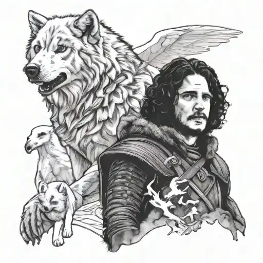 Little Tattoo Of Jon Snow And Ghost
