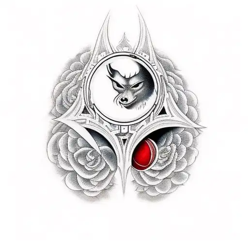 Optical Illusion Throat Tattoo With Blood Moon