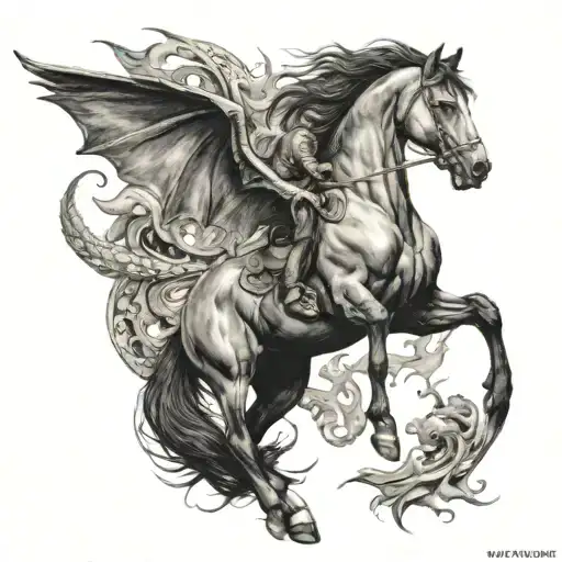 Horse And Dragon Flying