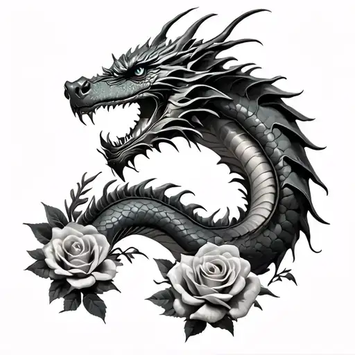 Dragon And Roses
