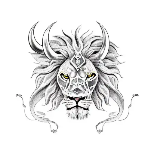 Bull Skull With Lion