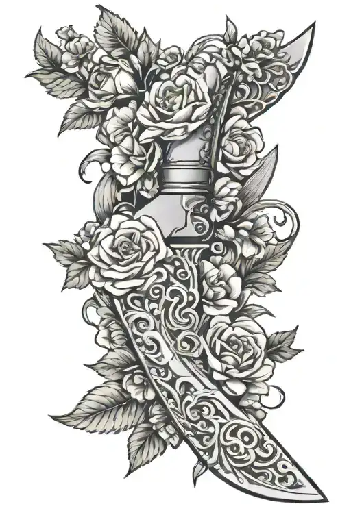 Chef Knife With Flowers Intertwined