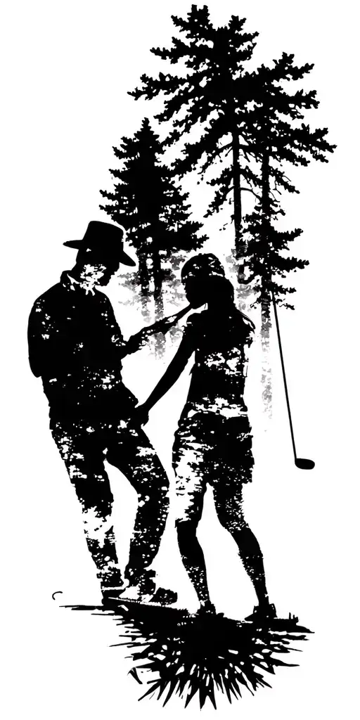 Abstract Forest Golf Course Family Shadow Figures Time Collage