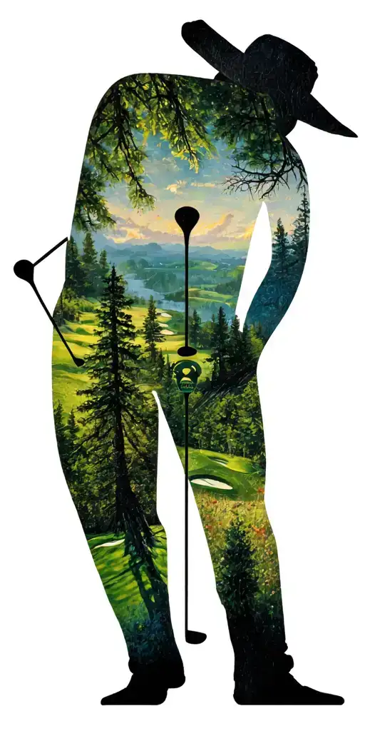 Abstract Forest Sky Golf Course Family Shadow Figures Time Collage