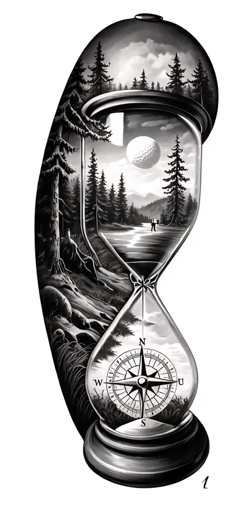 Family And Forest And Hour Glass And Compass Golf Course