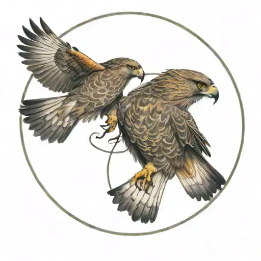 2 Hawks Flying In Circle