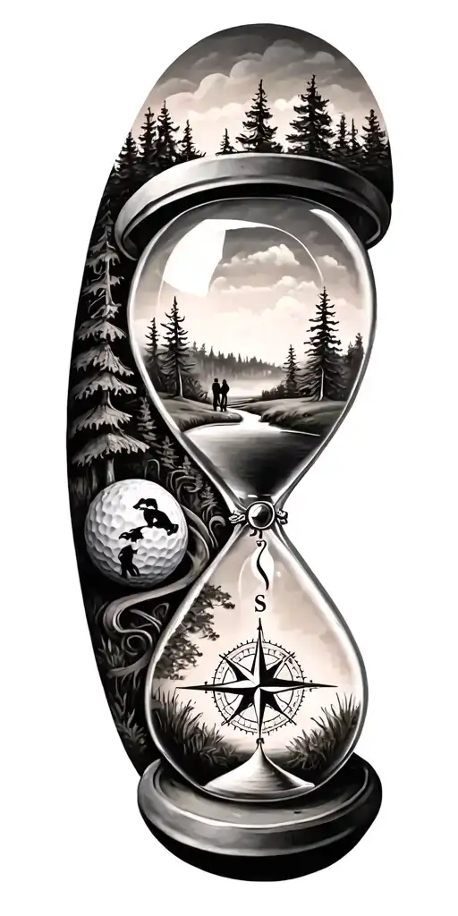 Family And Forest And Hour Glass And Compass Golf Course