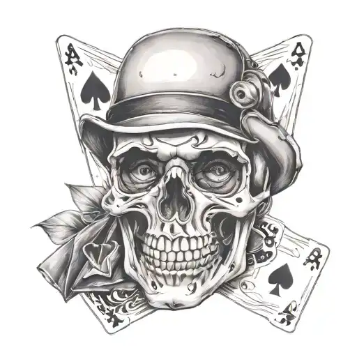 Skull With Ace And Eight Of Spades In Eye Aockets