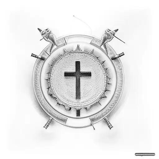 Christian Cross With An Ar 15 And A Fishing Rod