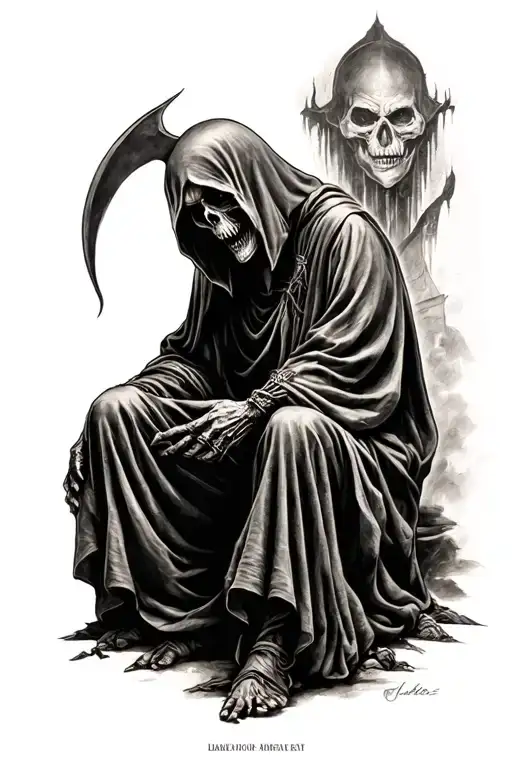 Menacing Grim Reaper Sitting