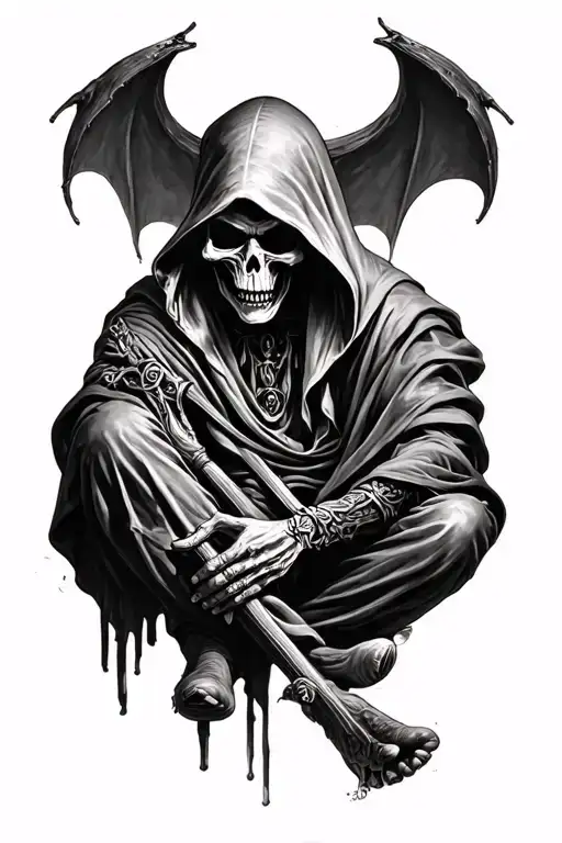 Grim Reaper Sitting In The Shadows