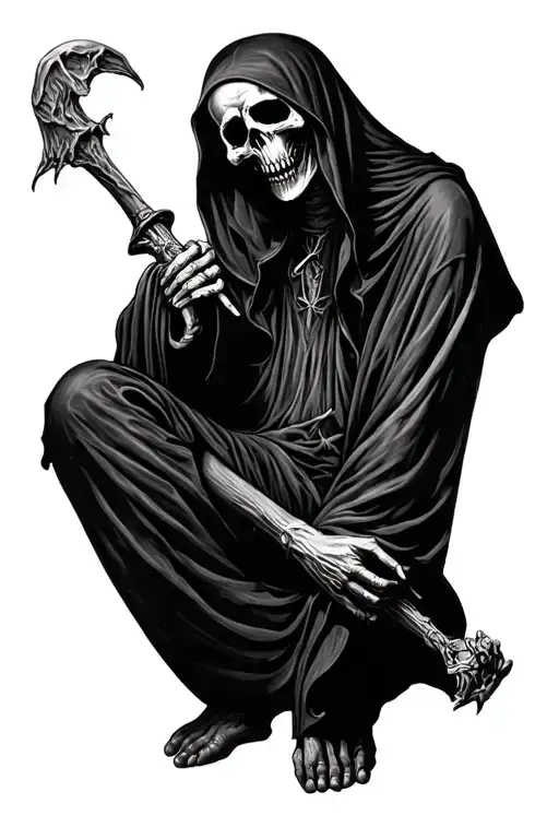 Grim Reaper Sitting In The Shadows